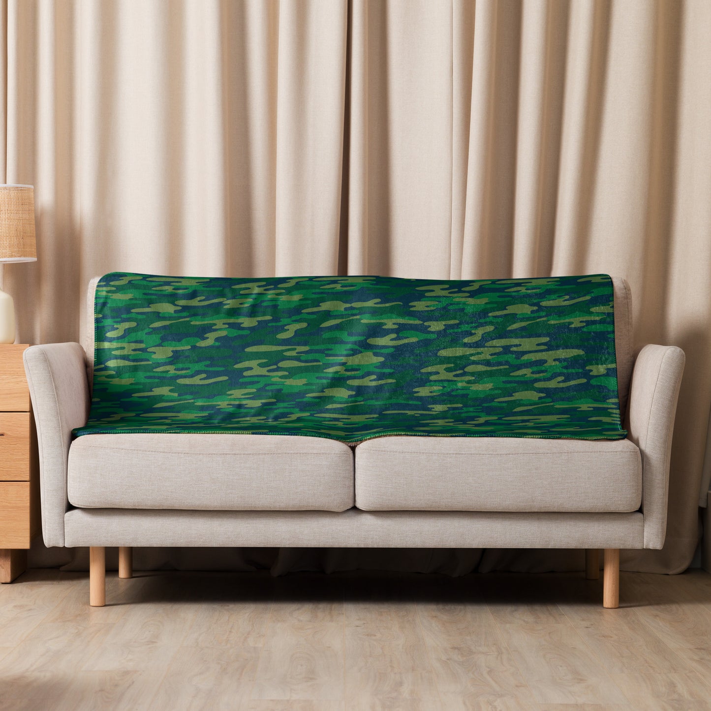 GREEN CAMO SHERPA BLANKET