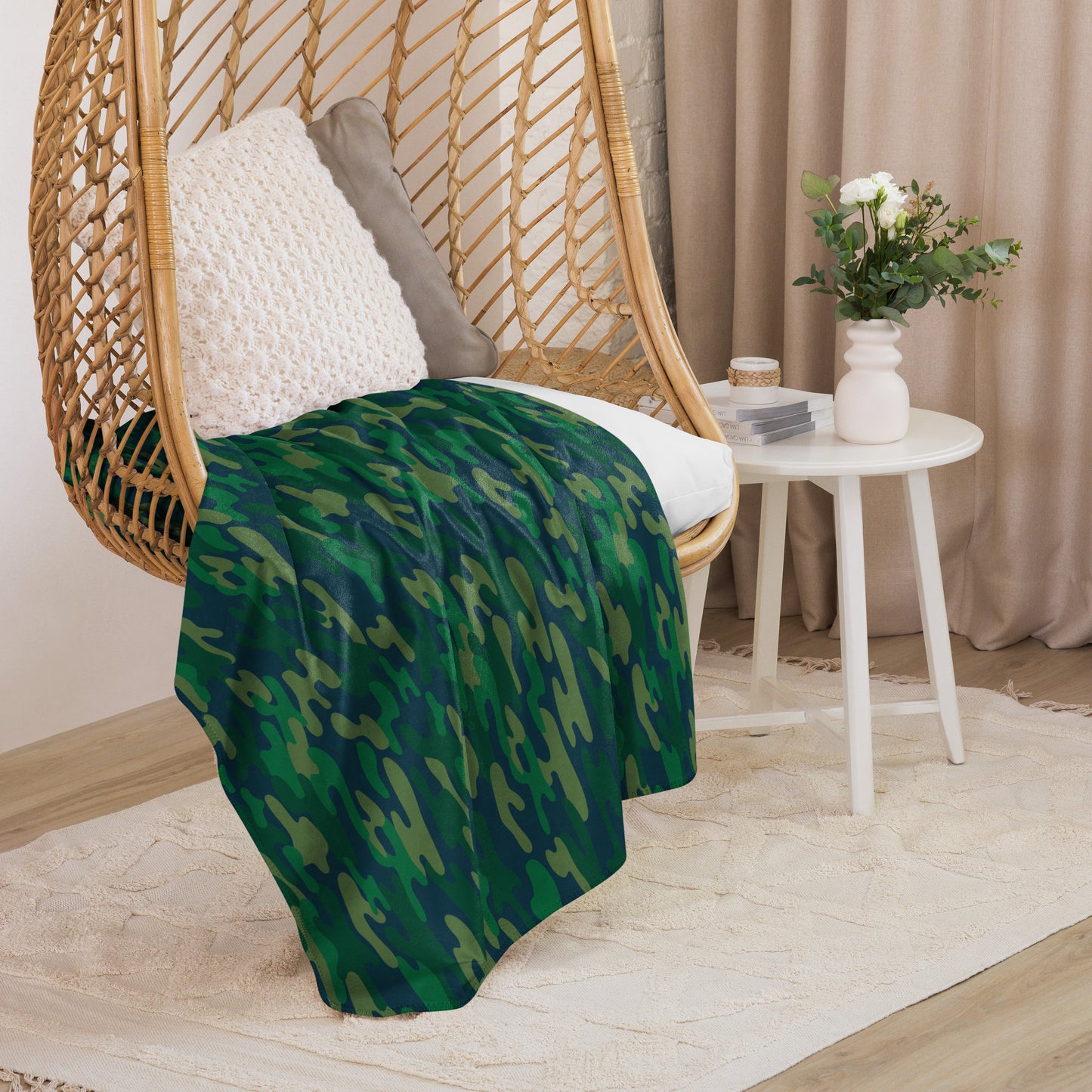 GREEN CAMO SHERPA BLANKET