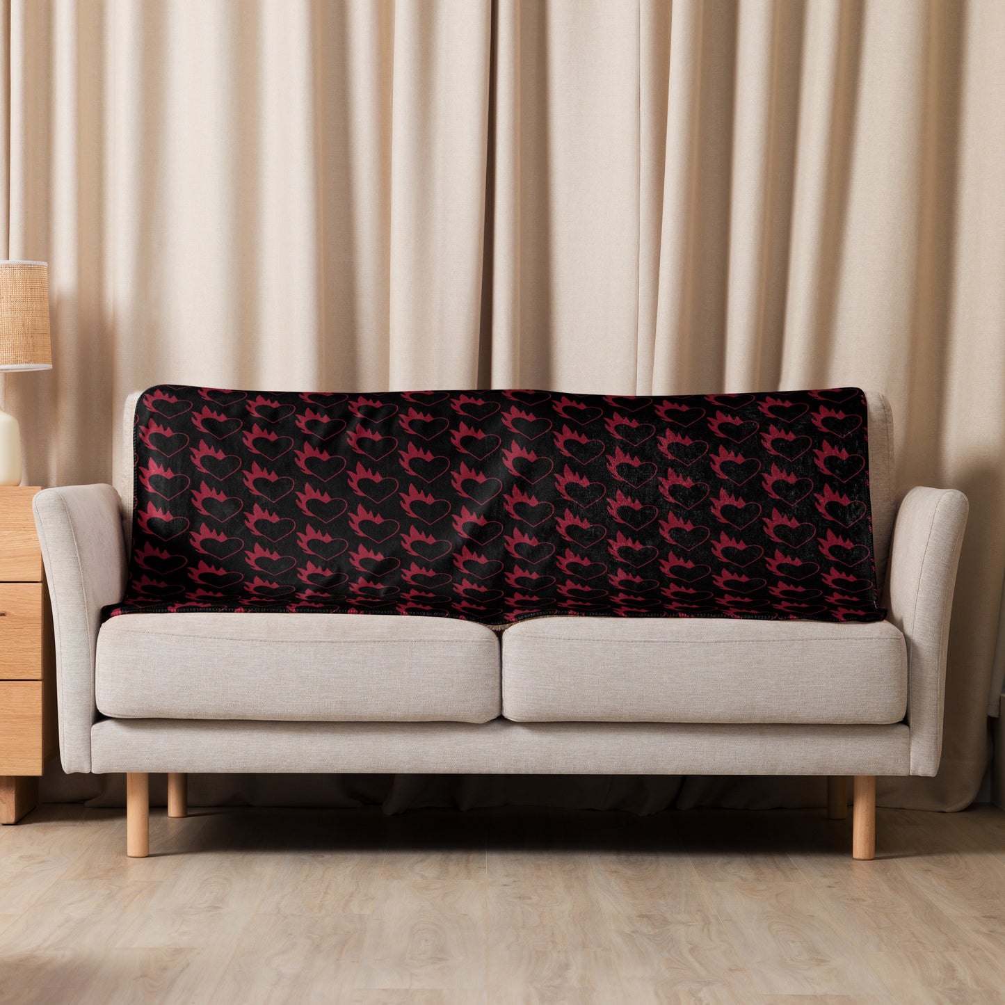 FLAMING HEART SHERPA BLANKET