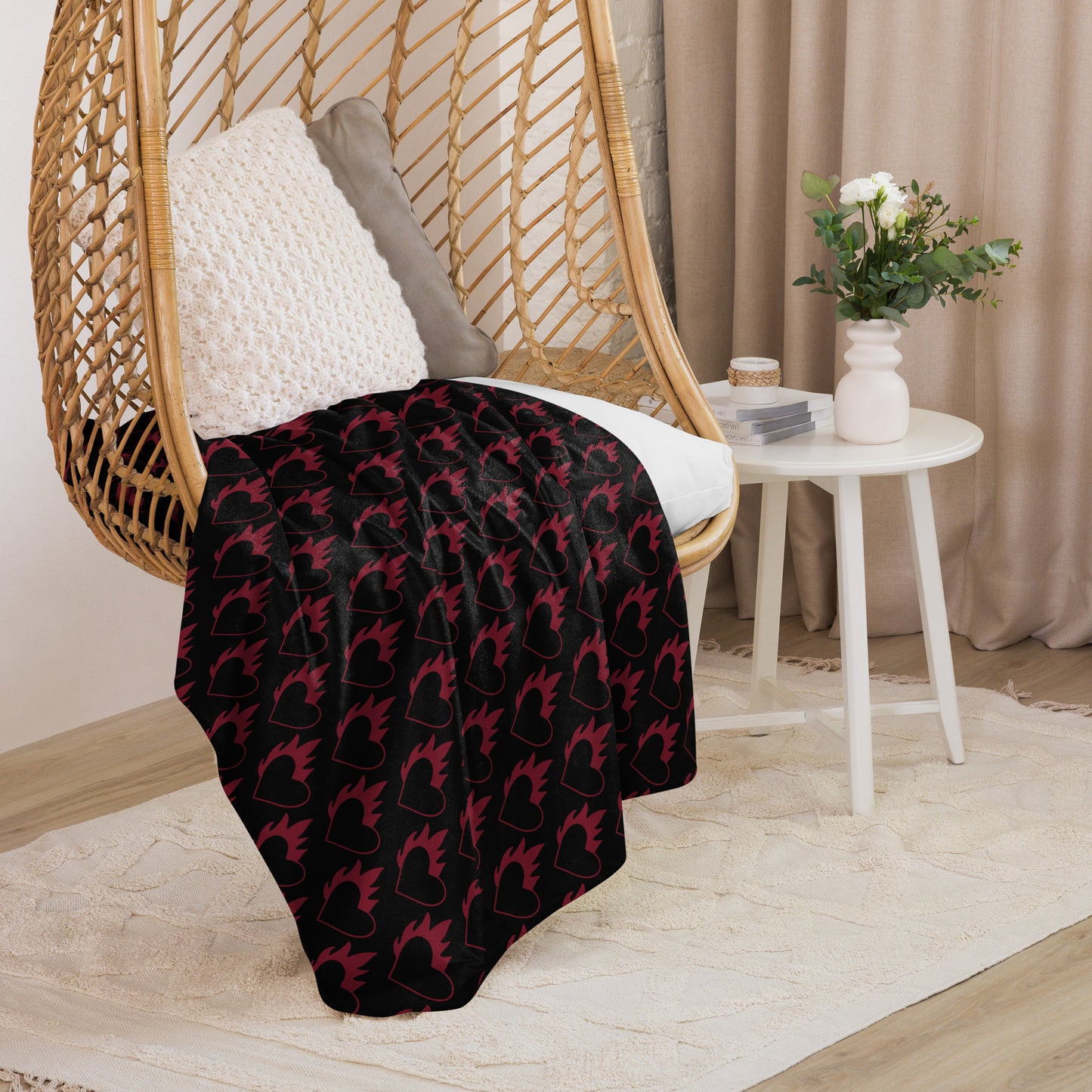 FLAMING HEART SHERPA BLANKET