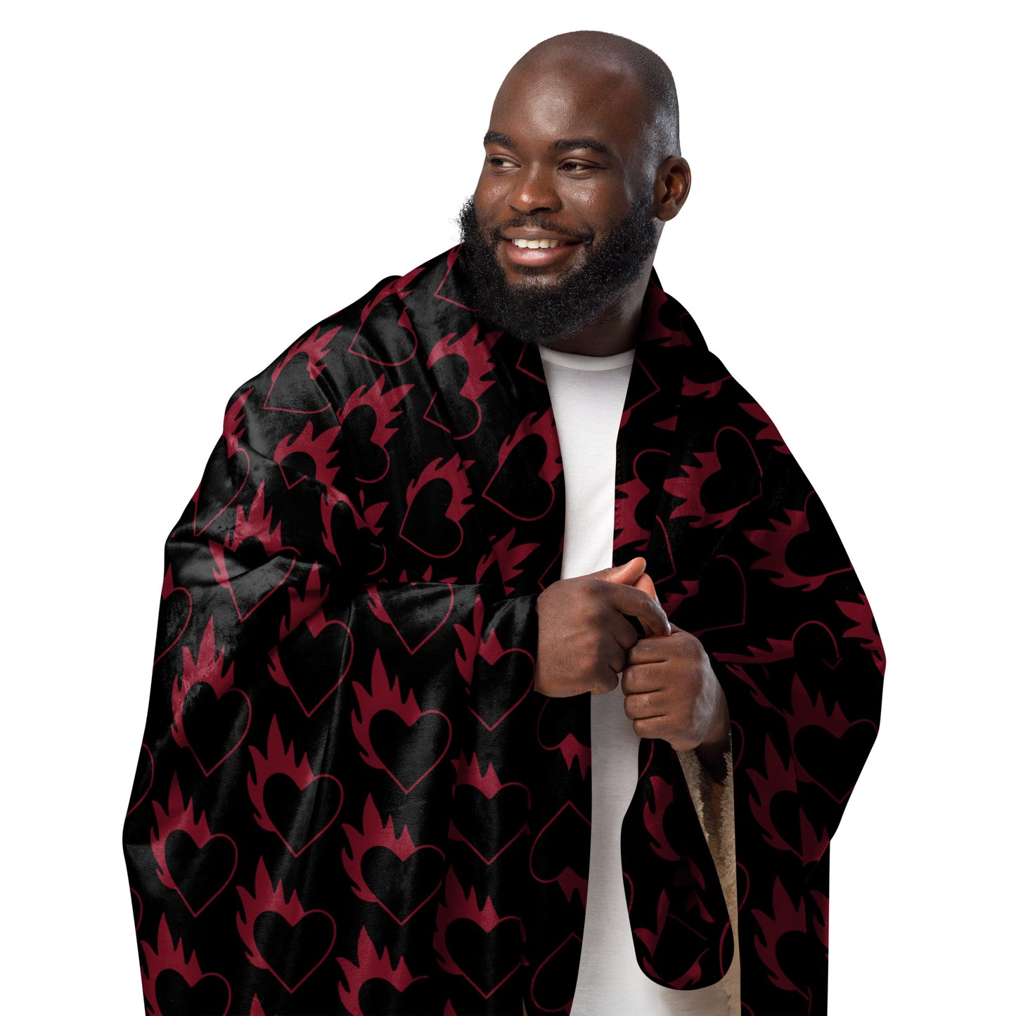 FLAMING HEART SHERPA BLANKET