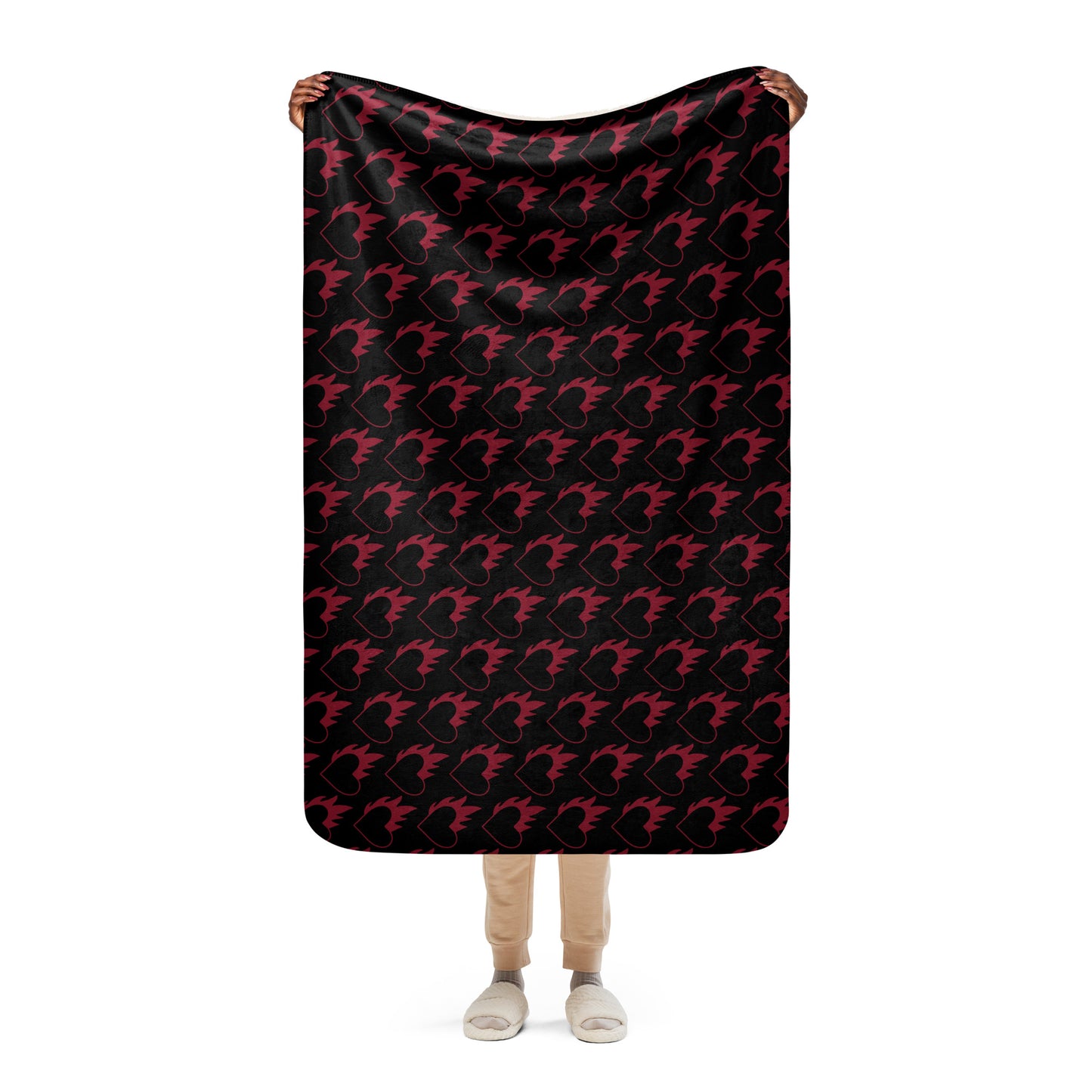 FLAMING HEART SHERPA BLANKET
