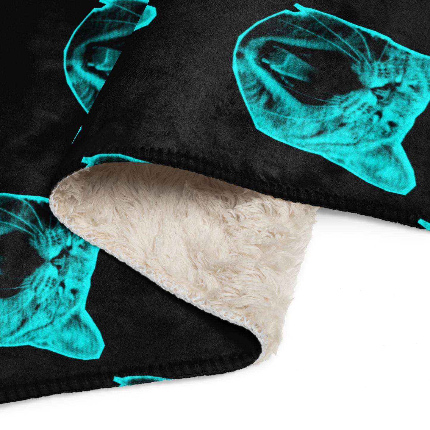 ELECTRIC BLUE CAT SHERPA BLANKET