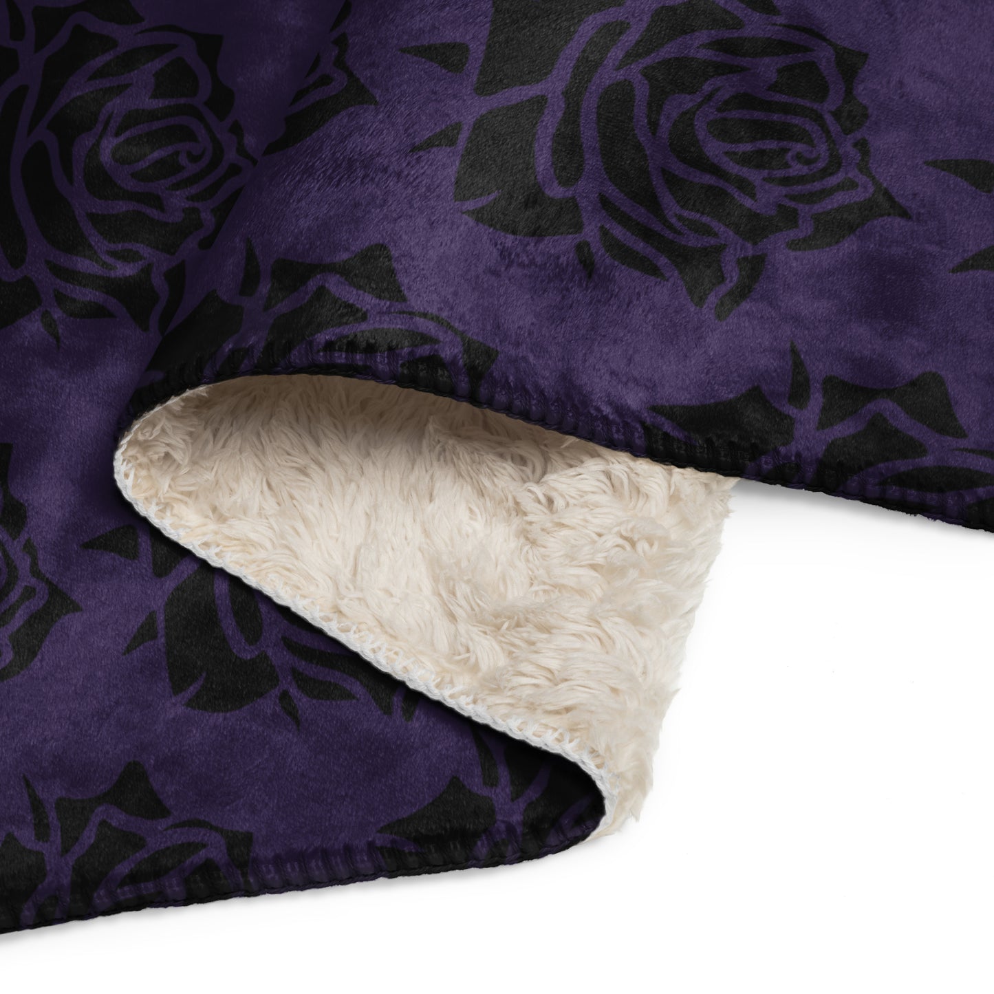 DEEP PURPLE ROSE SHERPA BLANKET