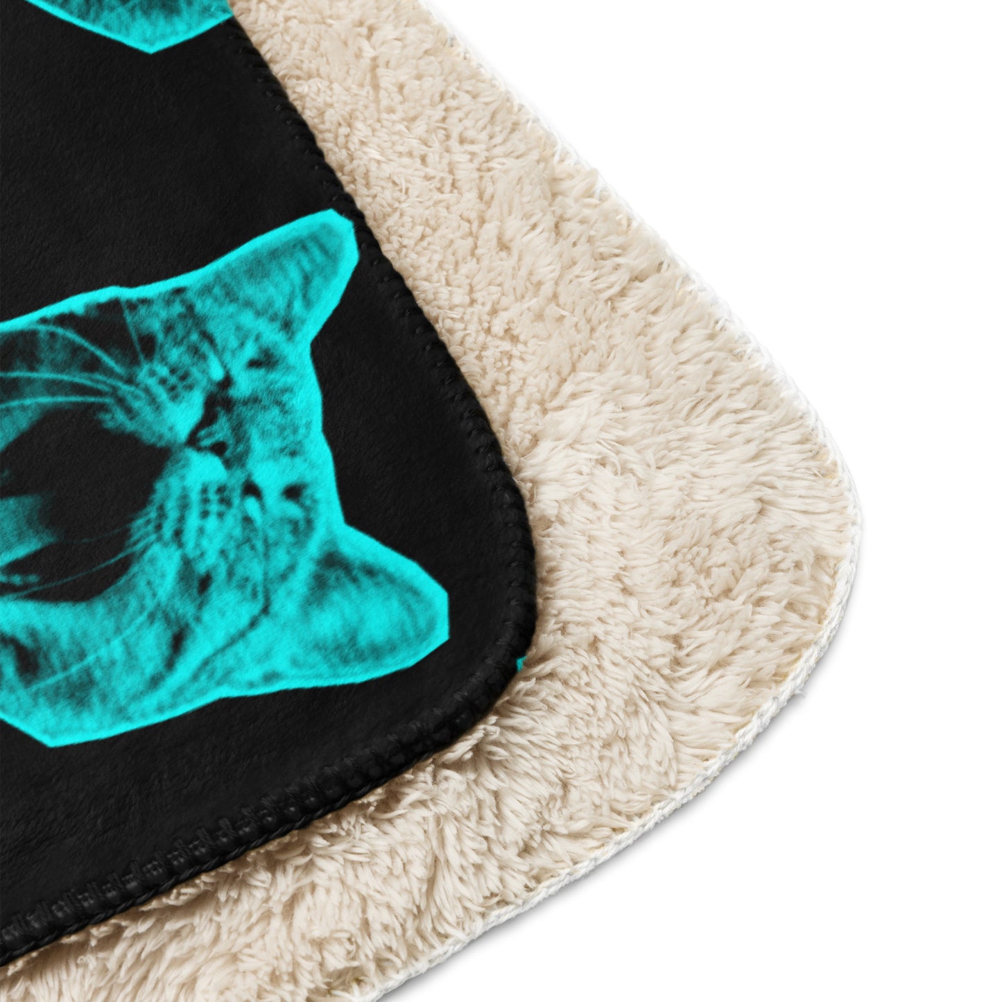 ELECTRIC BLUE CAT SHERPA BLANKET