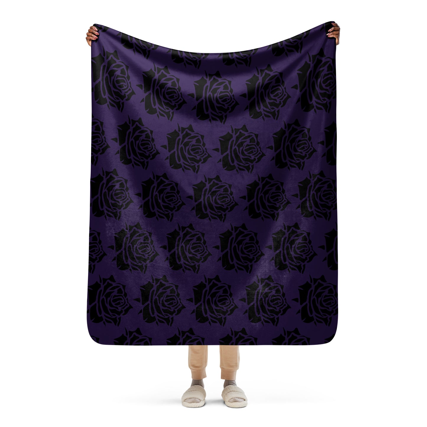 DEEP PURPLE ROSE SHERPA BLANKET