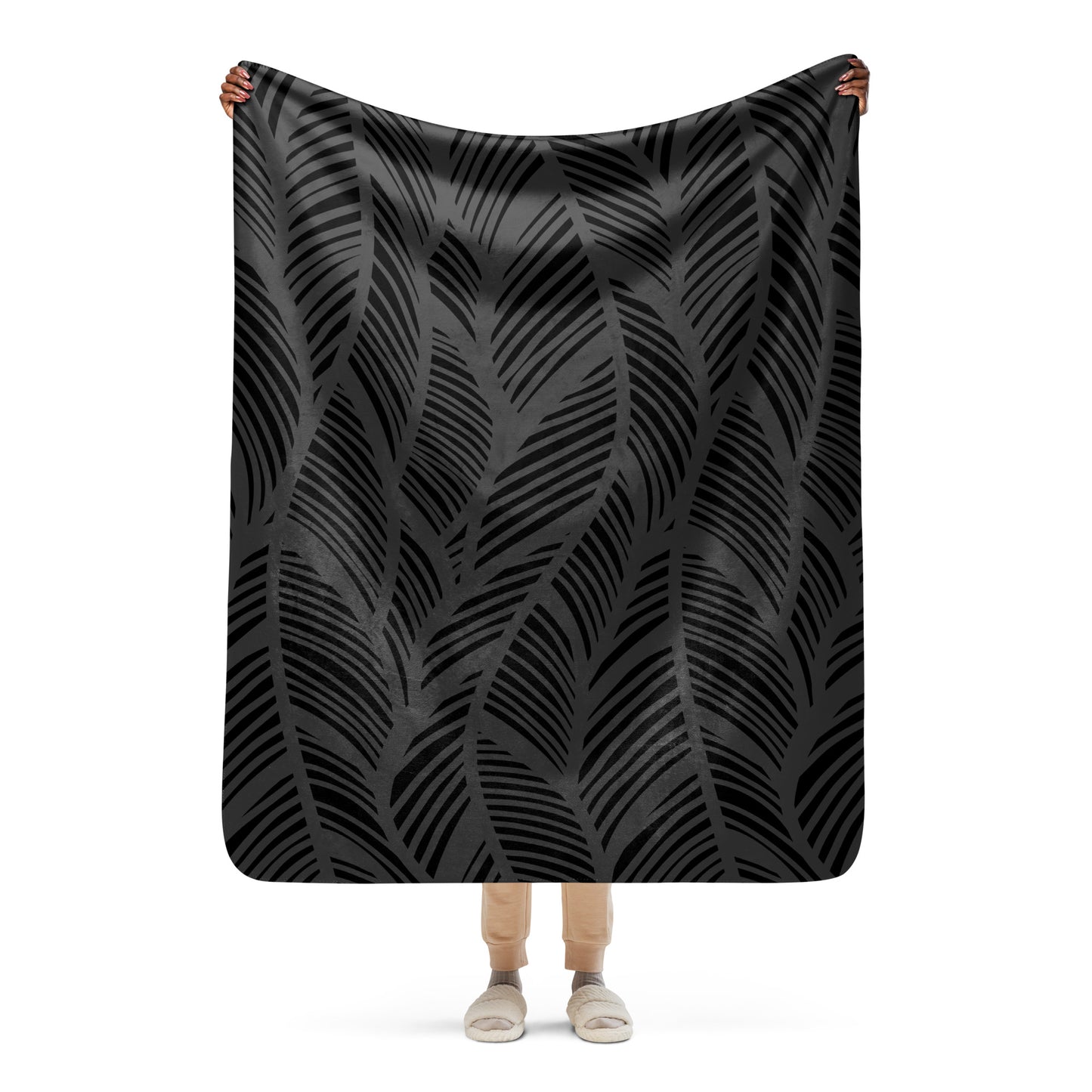 ABSTRACT GREY SHERPA BLANKET