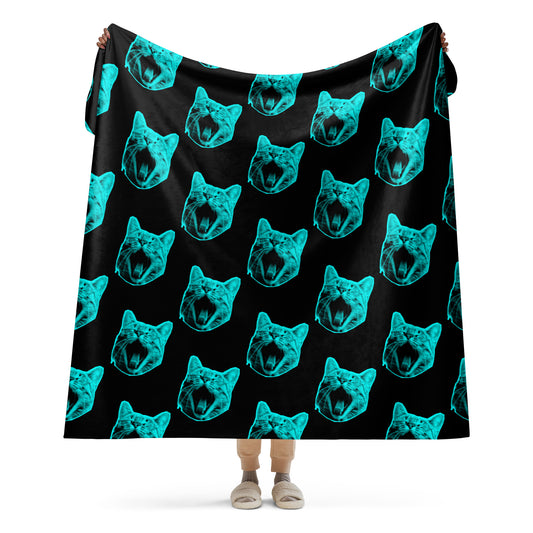 ELECTRIC BLUE CAT SHERPA BLANKET