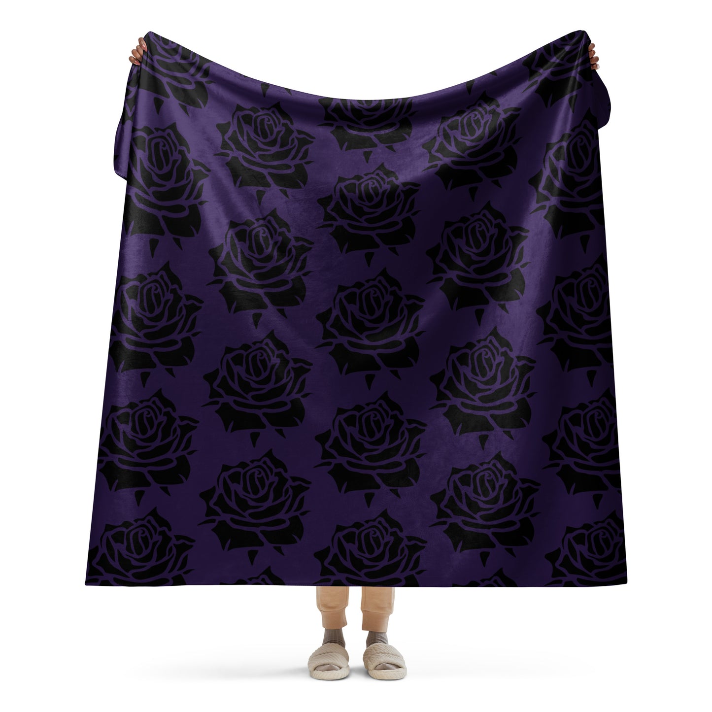 DEEP PURPLE ROSE SHERPA BLANKET