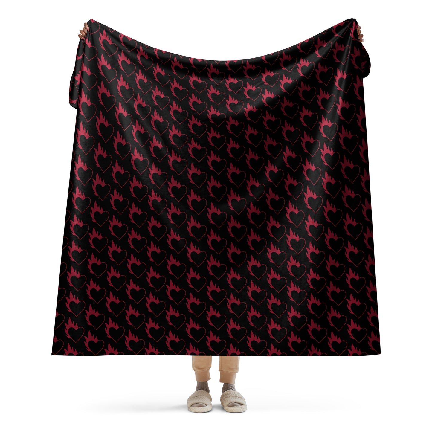 FLAMING HEART SHERPA BLANKET