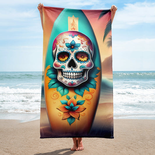 SKULL SURFBOARD BEACH TOWEL