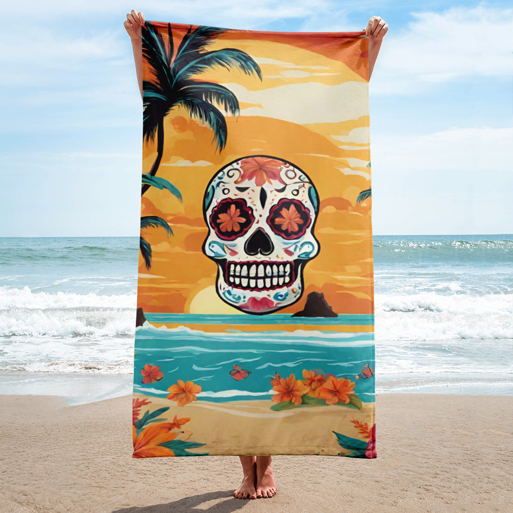 SUGAR SKULL SUNSET BEACH TOWEL