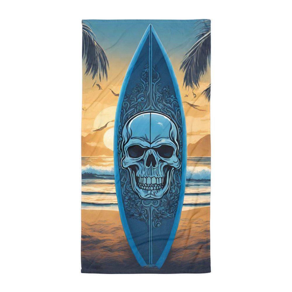 BLUE SKULL SURFBOARD BEACH TOWEL