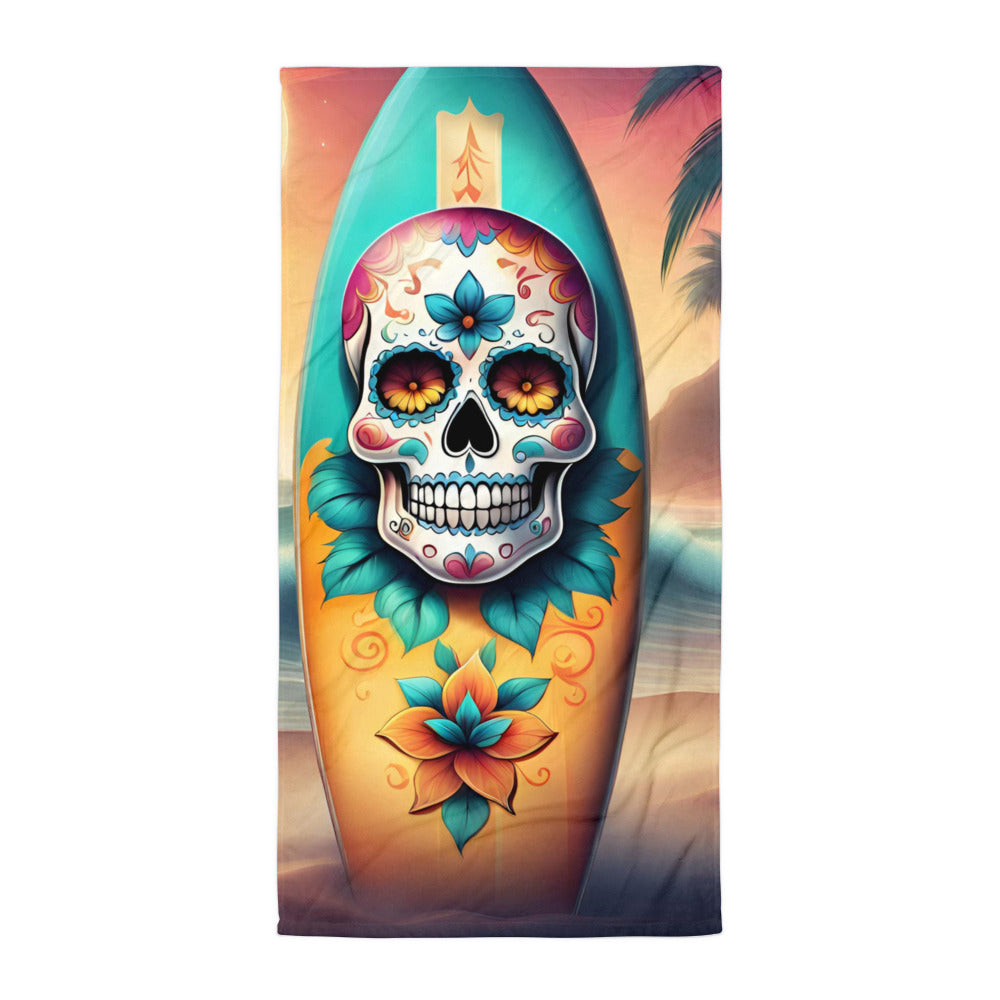 SKULL SURFBOARD BEACH TOWEL