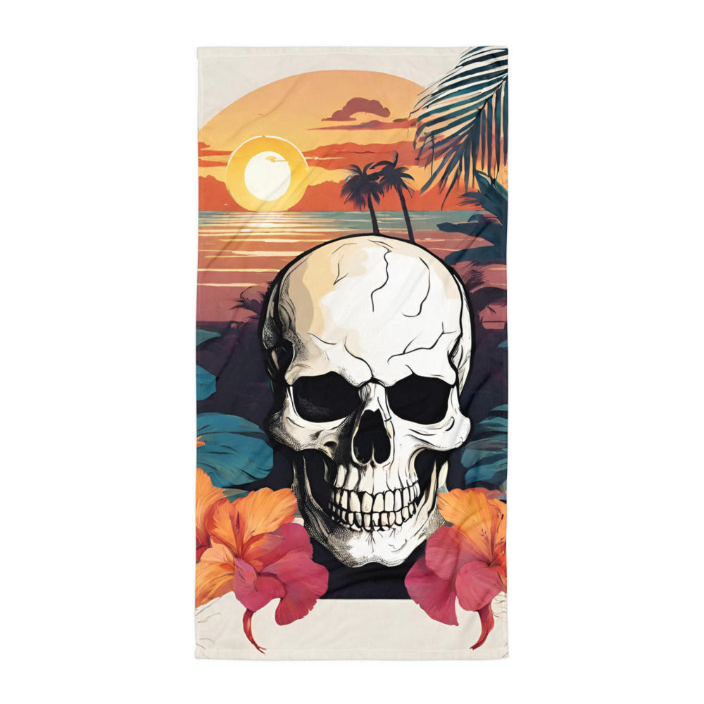 RETRO TROPICAL SKULL BEACH TOWEL