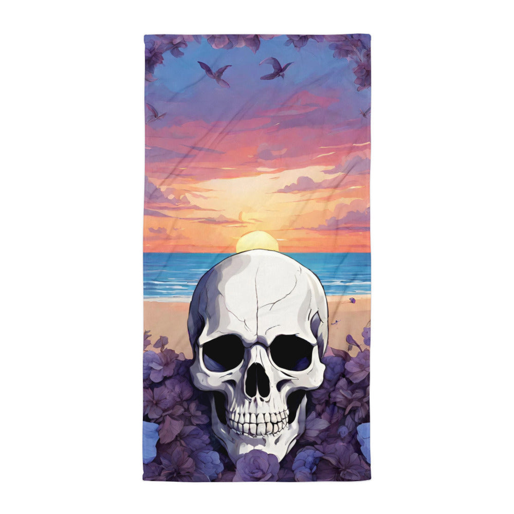 PURPLE SUNSET SKULL BEACH TOWEL