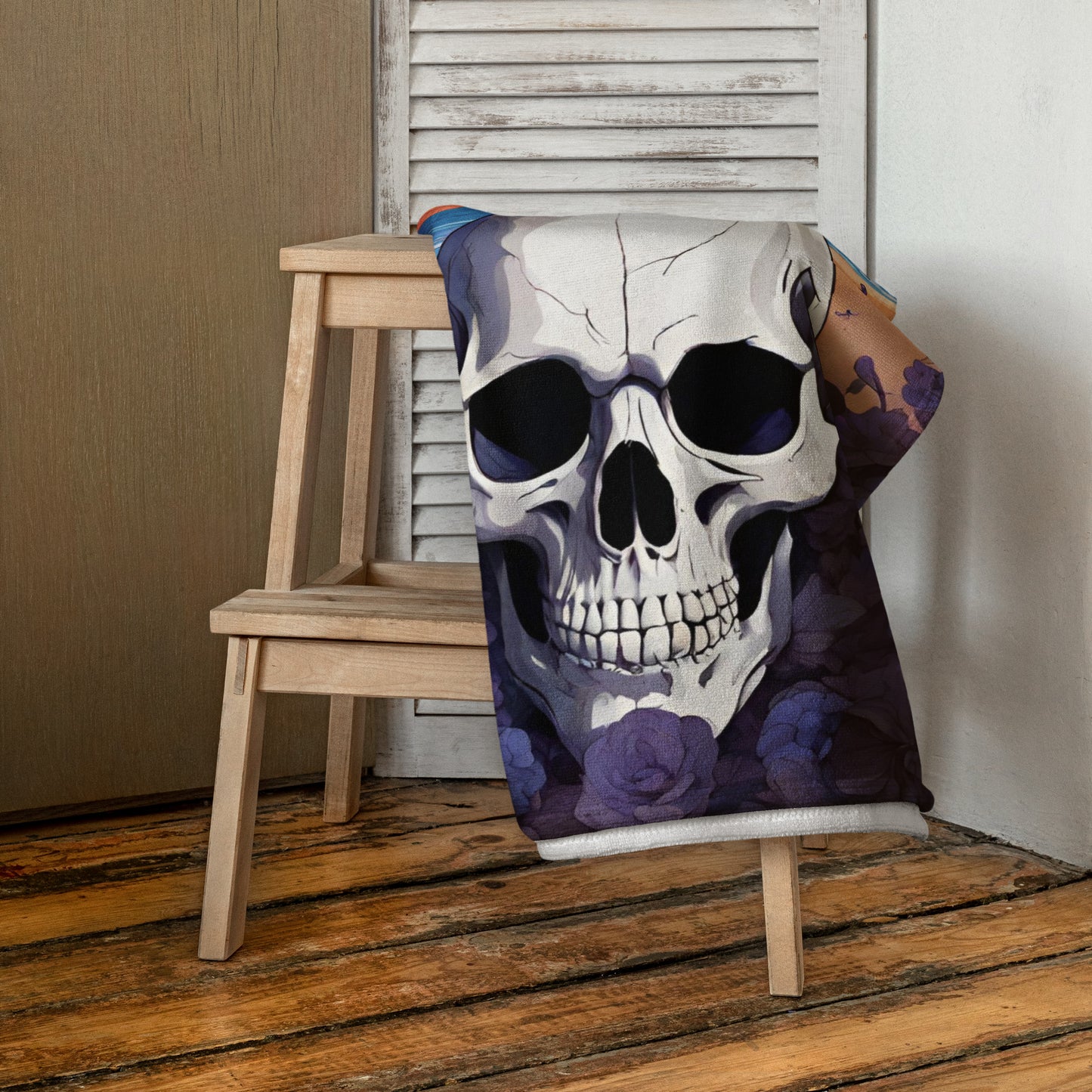 PURPLE SUNSET SKULL BEACH TOWEL
