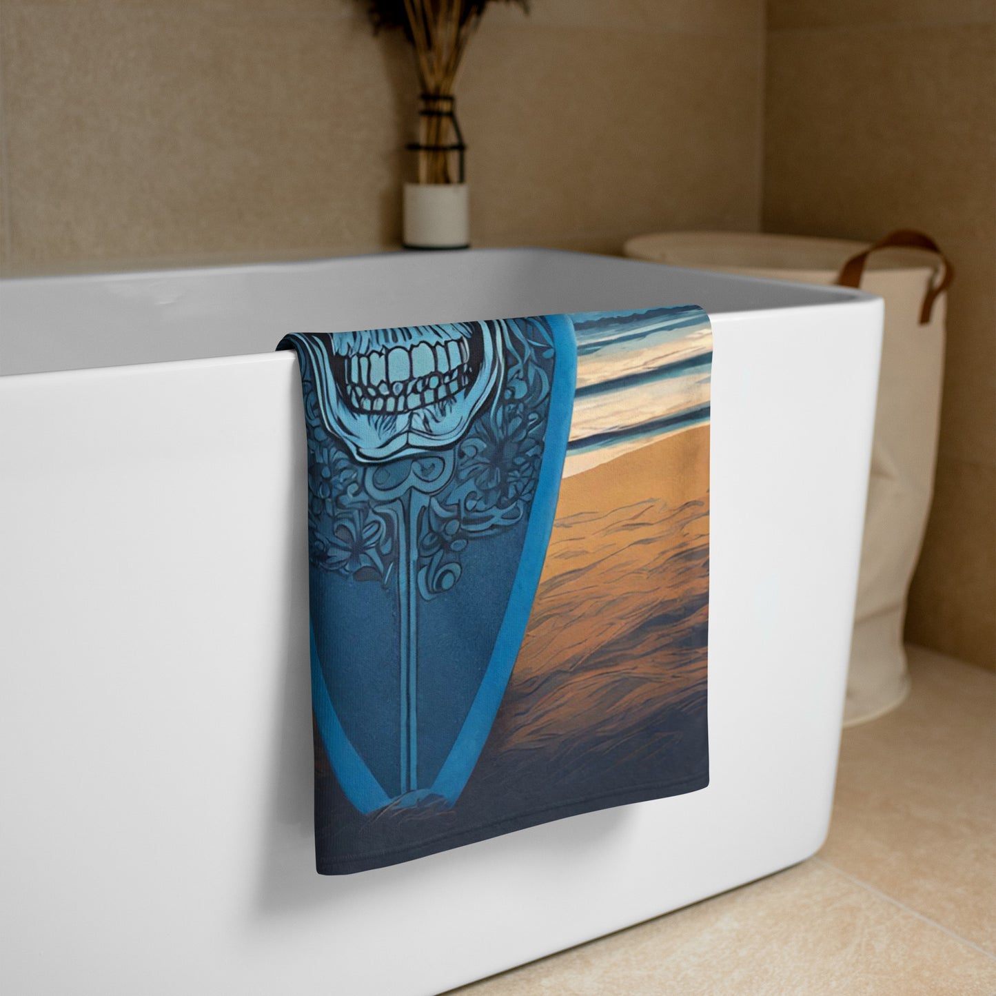 BLUE SKULL SURFBOARD BEACH TOWEL