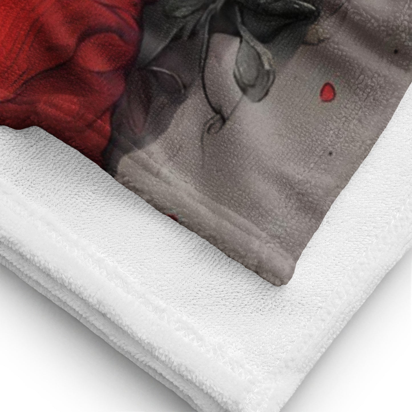 TROPICAL RED FLOWER SKULL BEACH TOWEL