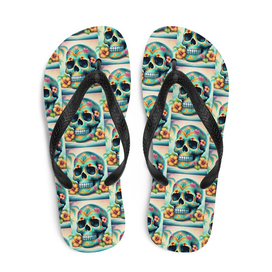 BLUE SKULL FLIP-FLOPS