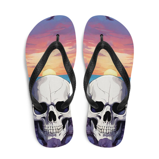 PURPLE SKULL SUNSET FLIP-FLOPS