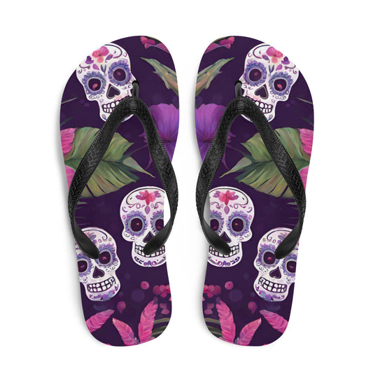 FOUR TROPICAL SKULLS FLIP-FLOPS