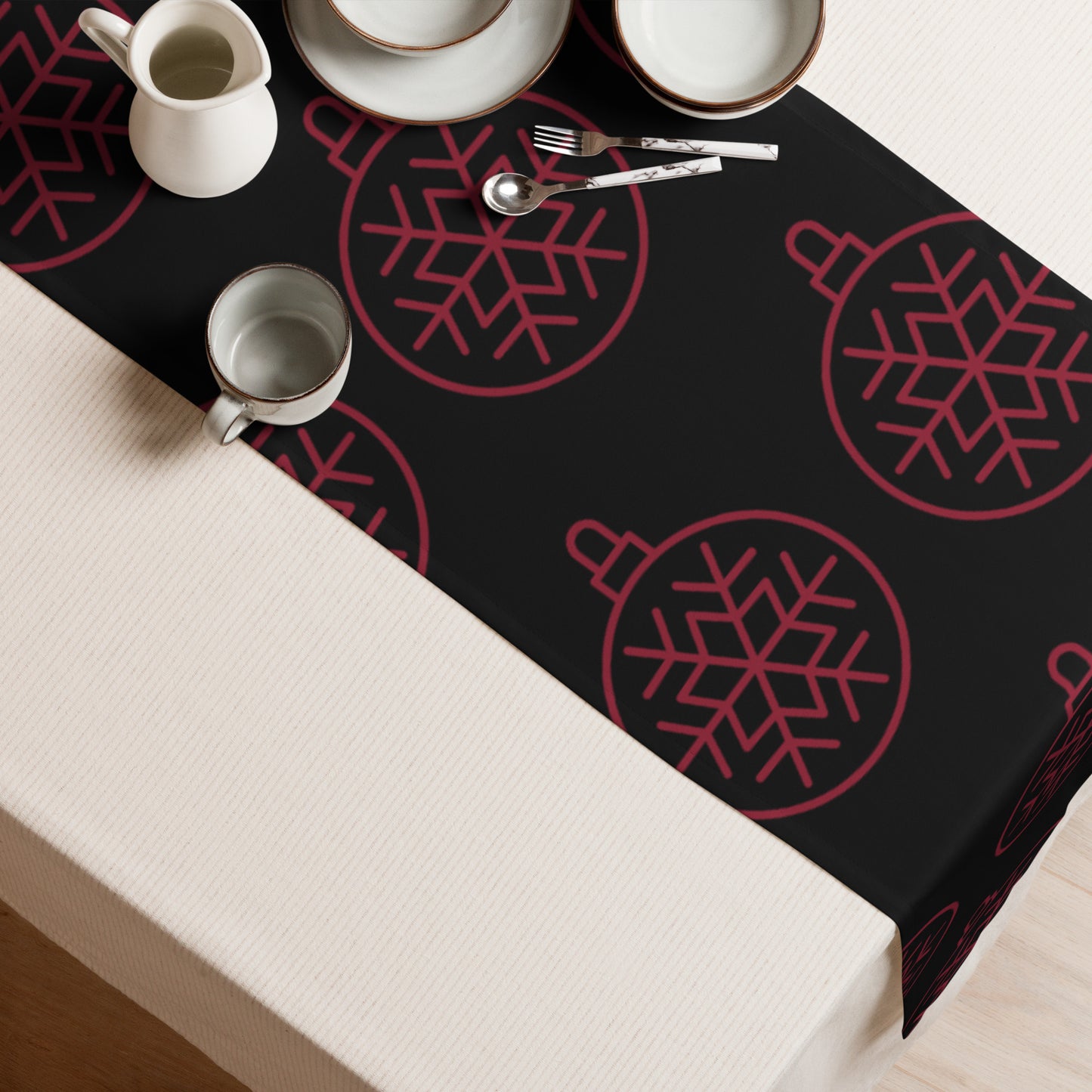 RED ORNAMENT TABLE RUNNER
