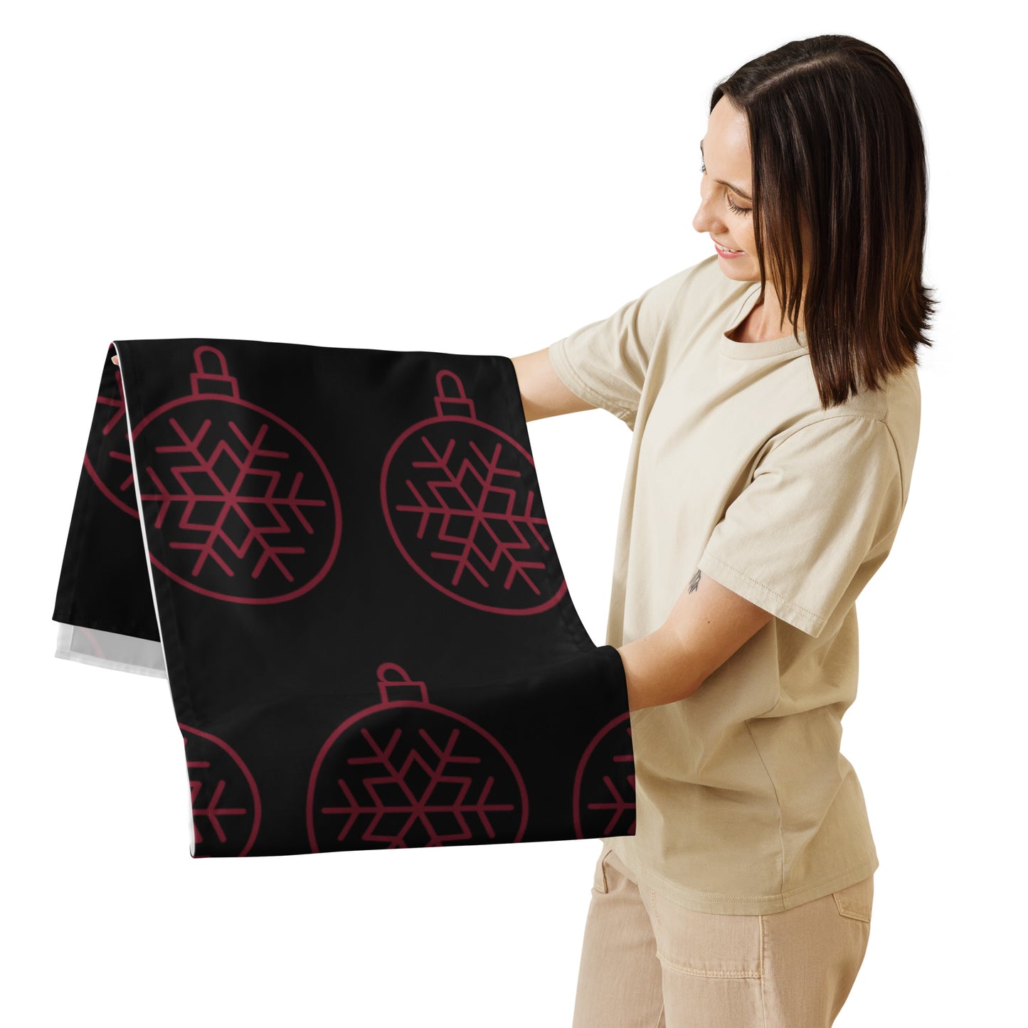 RED ORNAMENT TABLE RUNNER