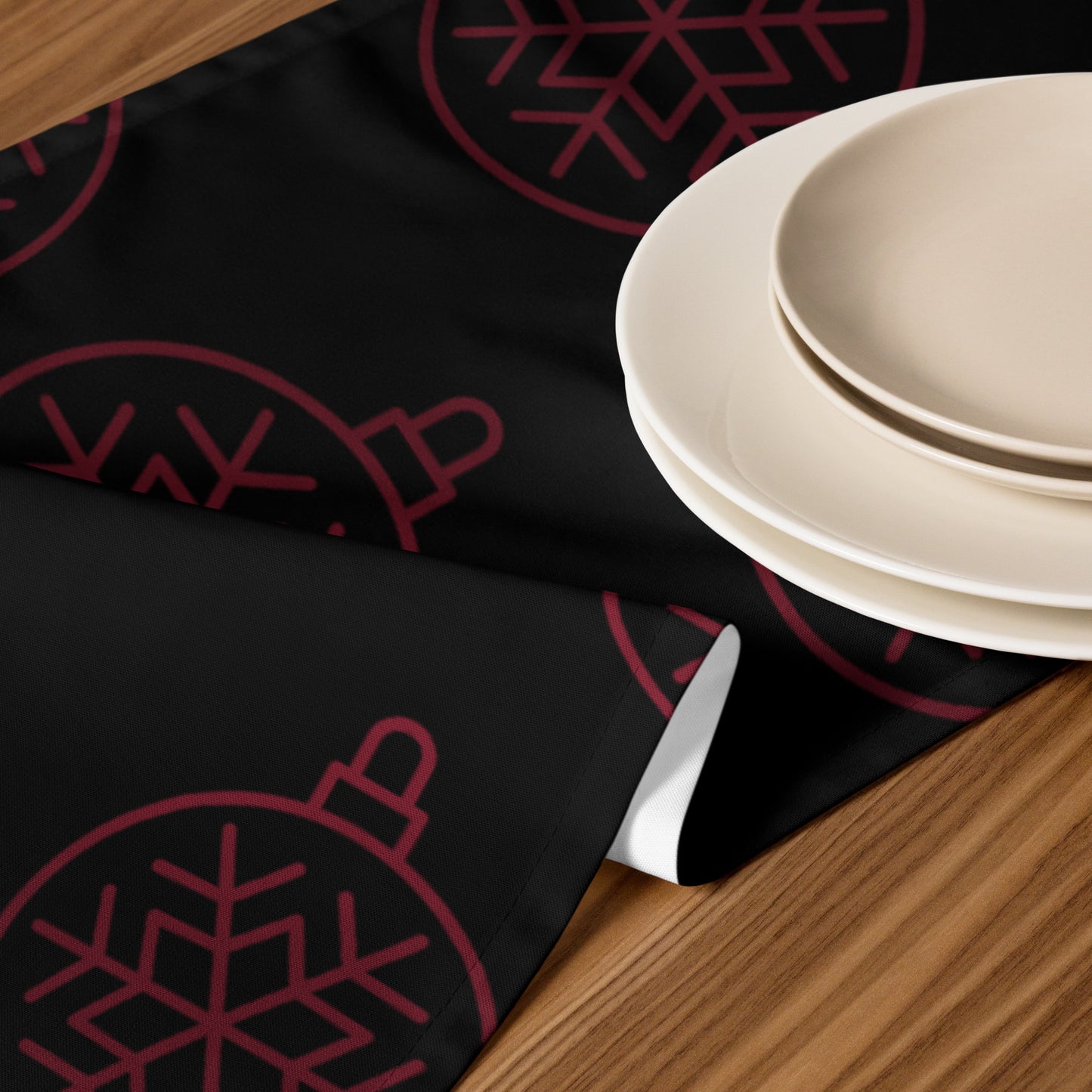 RED ORNAMENT TABLE RUNNER