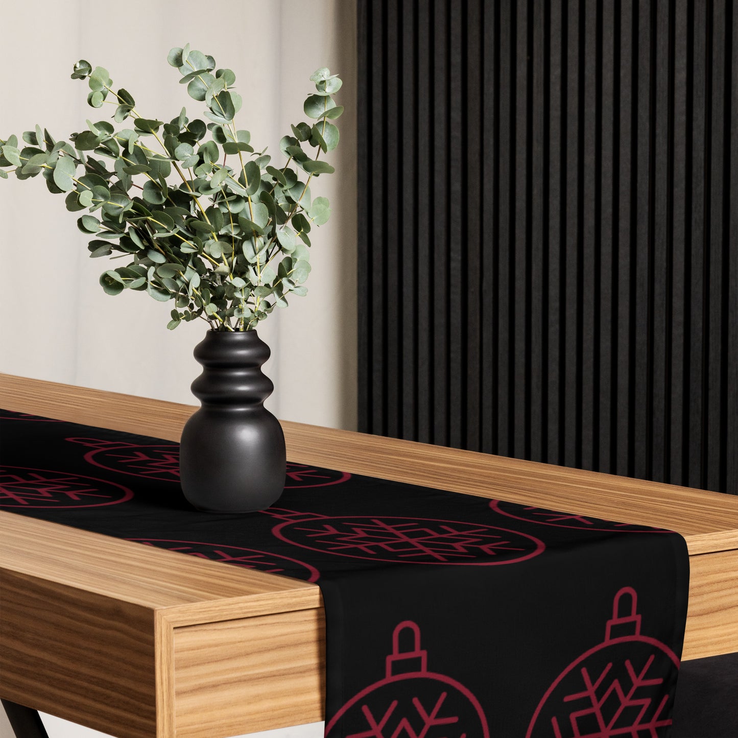 RED ORNAMENT TABLE RUNNER