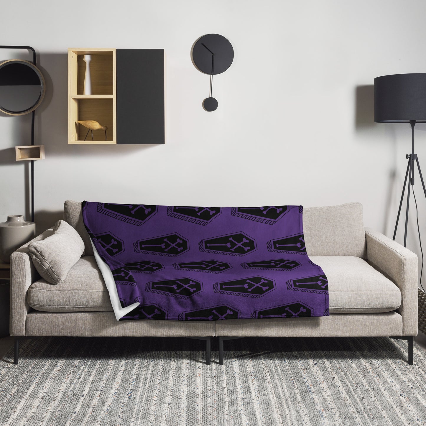 PURPLE COFFIN THROW BLANKET