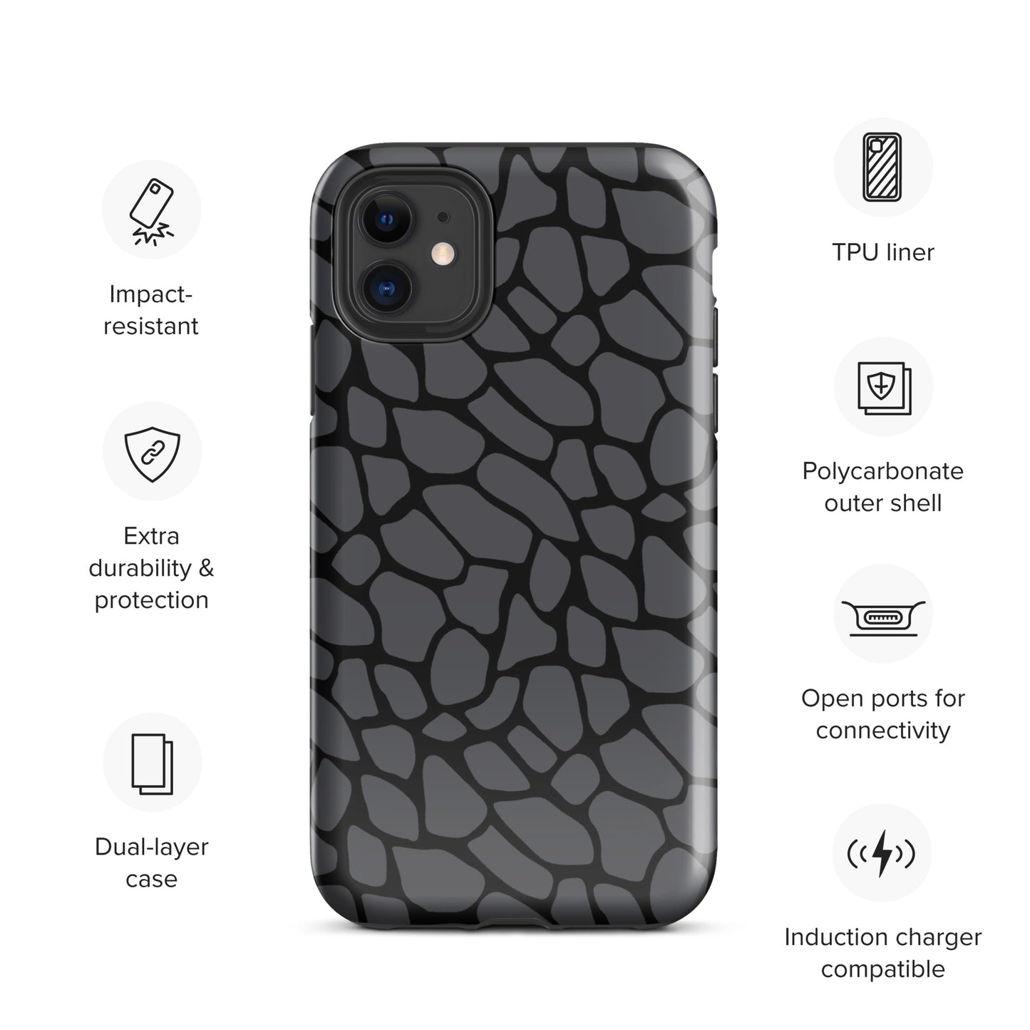 GRAY SNAKESKIN TOUGHT CASE FOR iPhone®