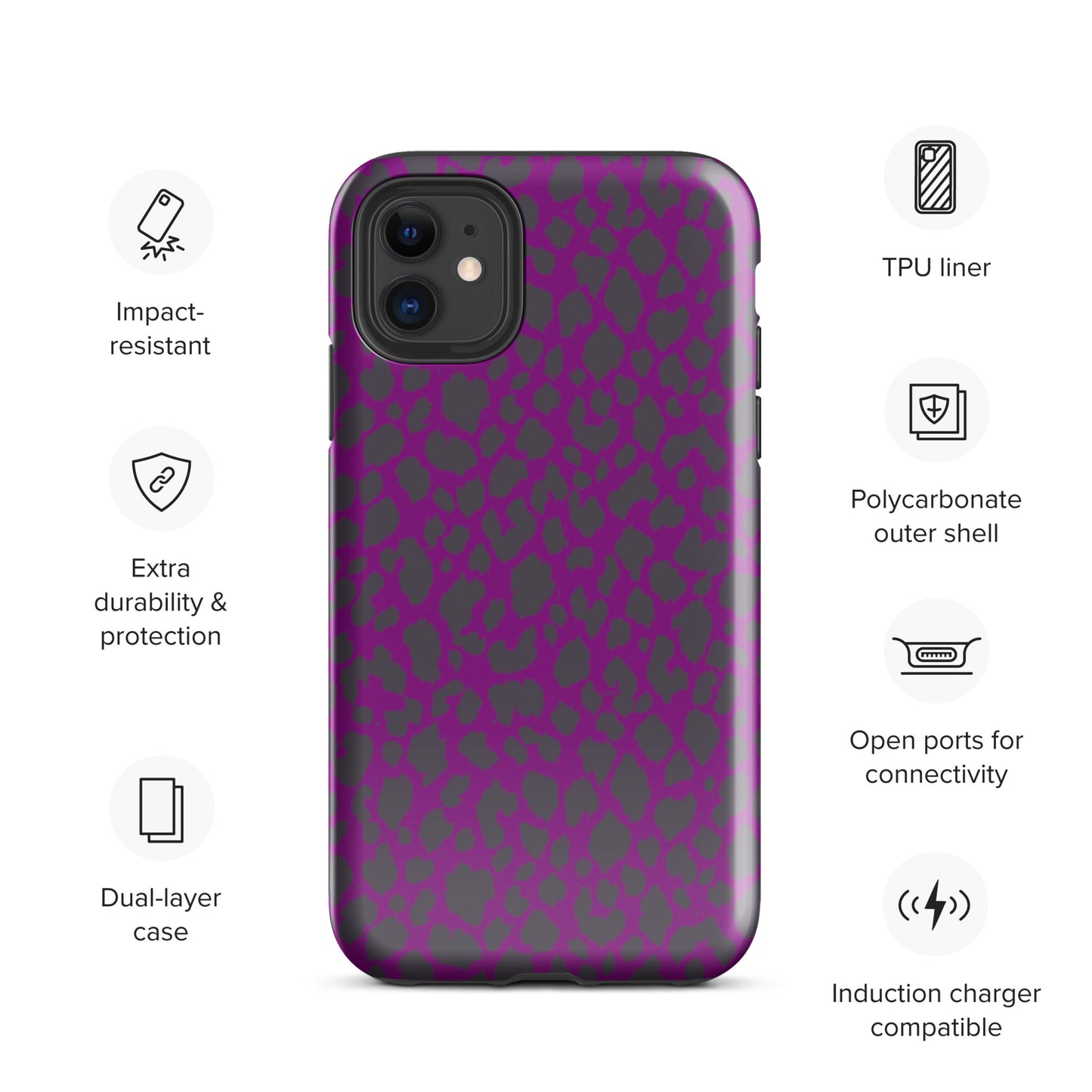 PURPLE LEOPARD TOUGH CASE FOR iPhone®