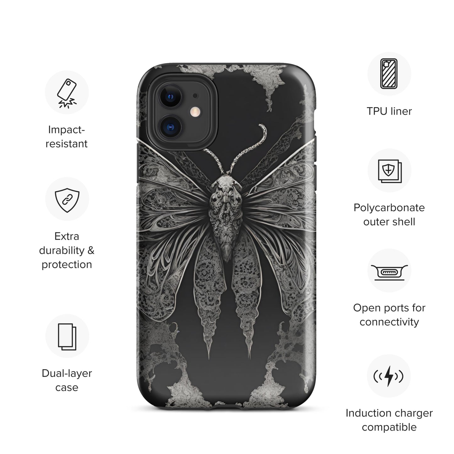 MOTH & LACE TOUGH CASE FOR iPhone®