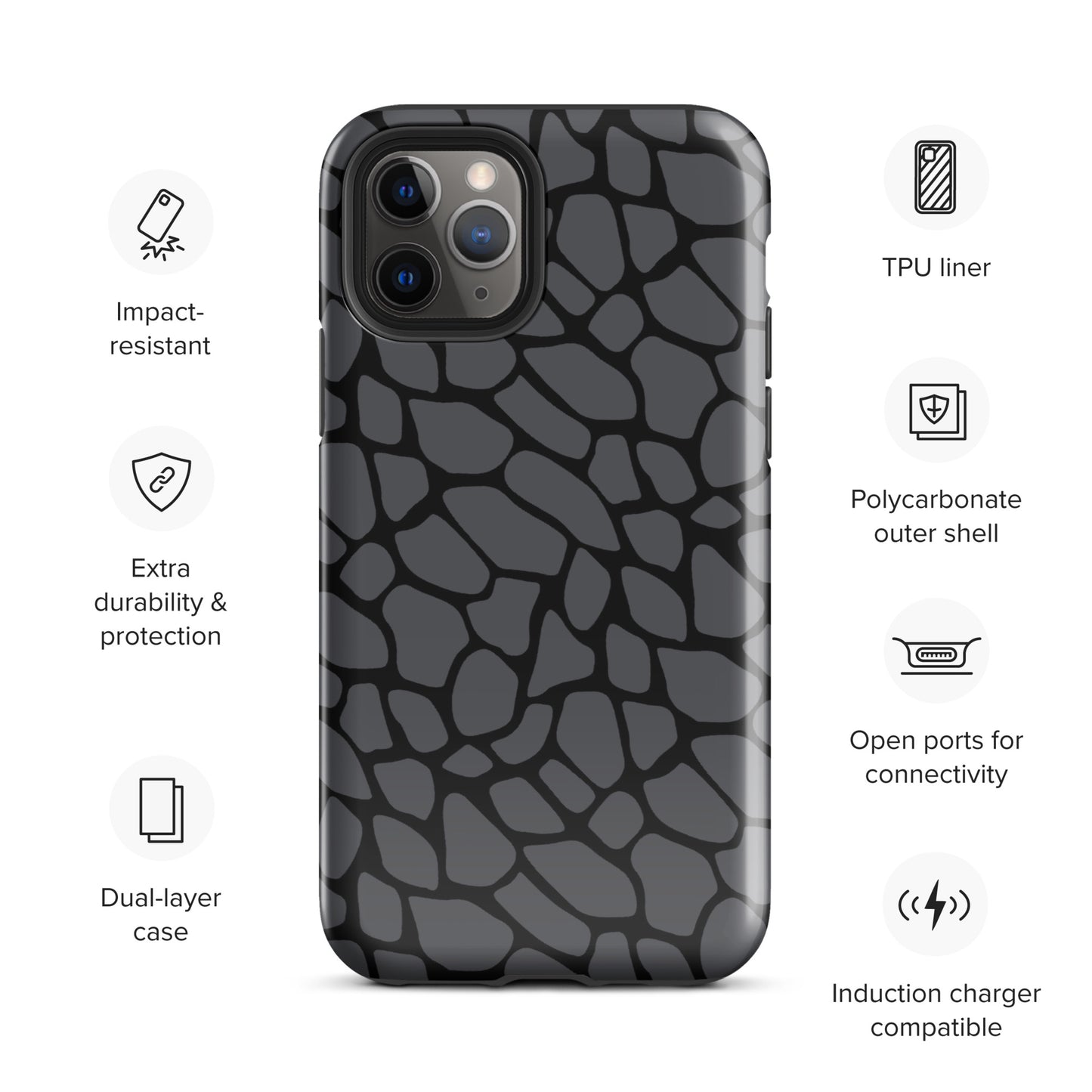 GRAY SNAKESKIN TOUGHT CASE FOR iPhone®
