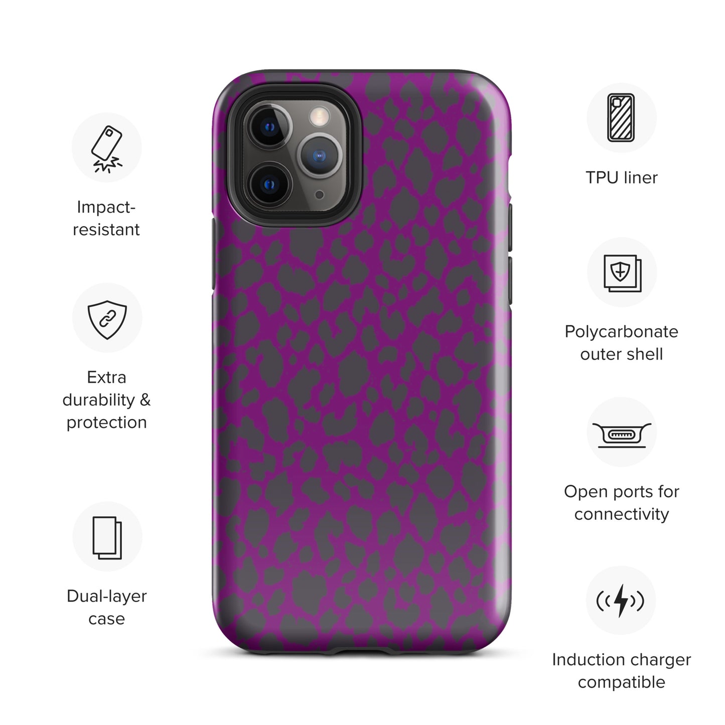 PURPLE LEOPARD TOUGH CASE FOR iPhone®