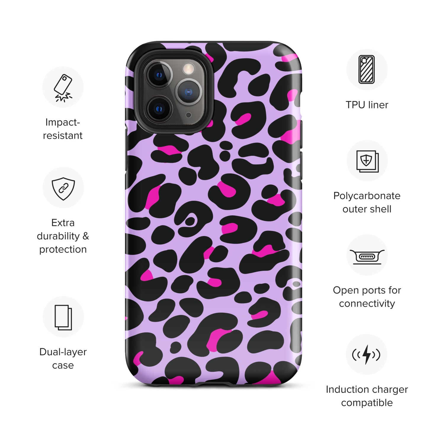 PINK & PURPLE LEOPARD TOUGH CASE FOR iPhone®