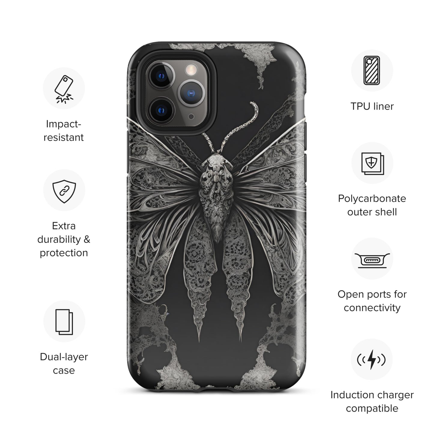 MOTH & LACE TOUGH CASE FOR iPhone®