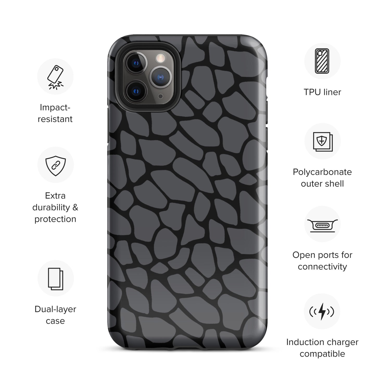 GRAY SNAKESKIN TOUGHT CASE FOR iPhone®