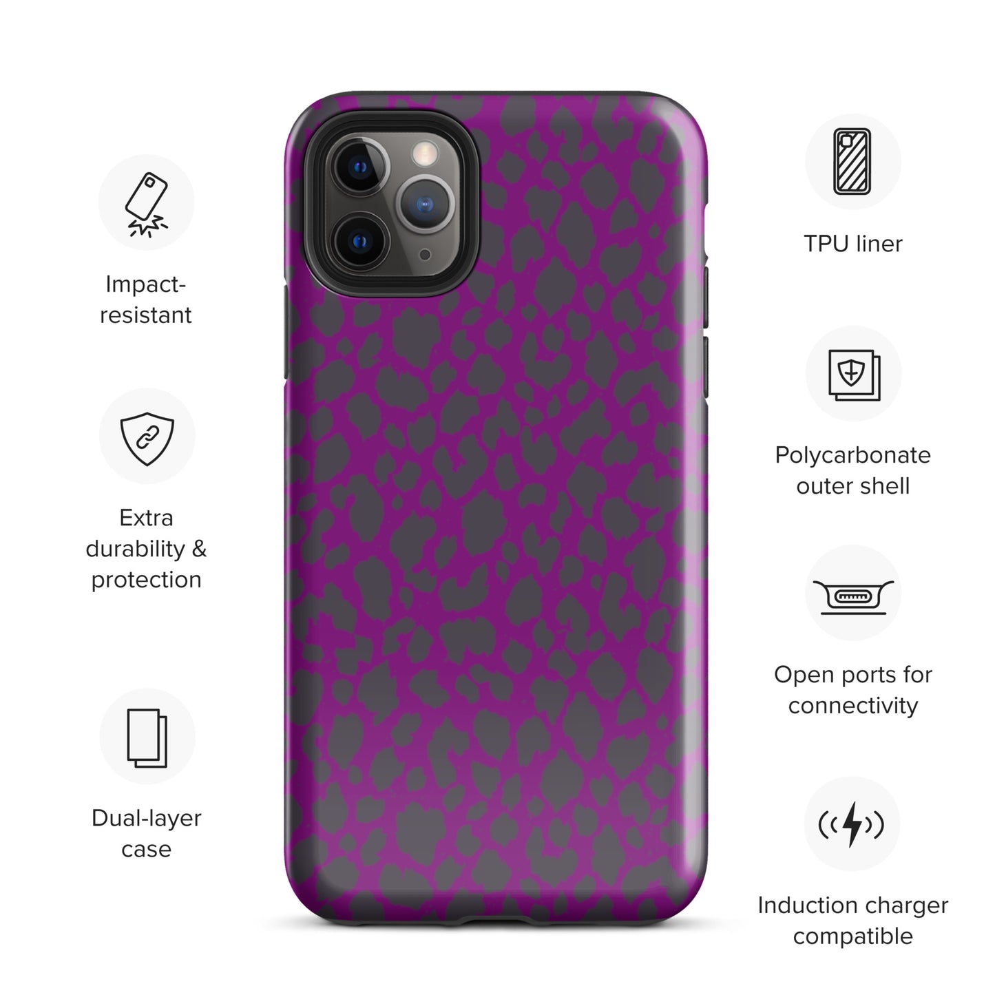 PURPLE LEOPARD TOUGH CASE FOR iPhone®