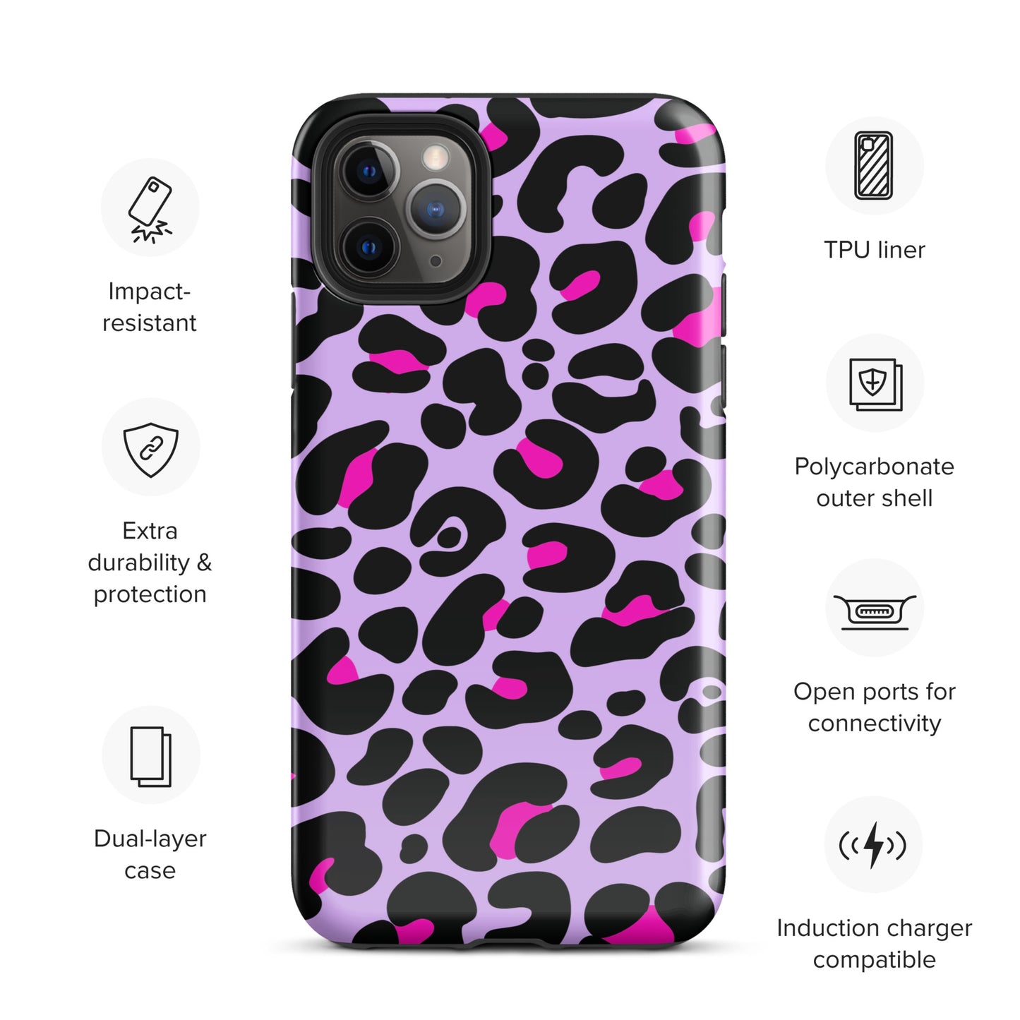 PINK & PURPLE LEOPARD TOUGH CASE FOR iPhone®