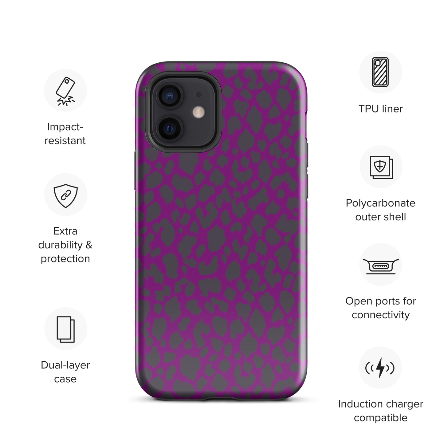 PURPLE LEOPARD TOUGH CASE FOR iPhone®