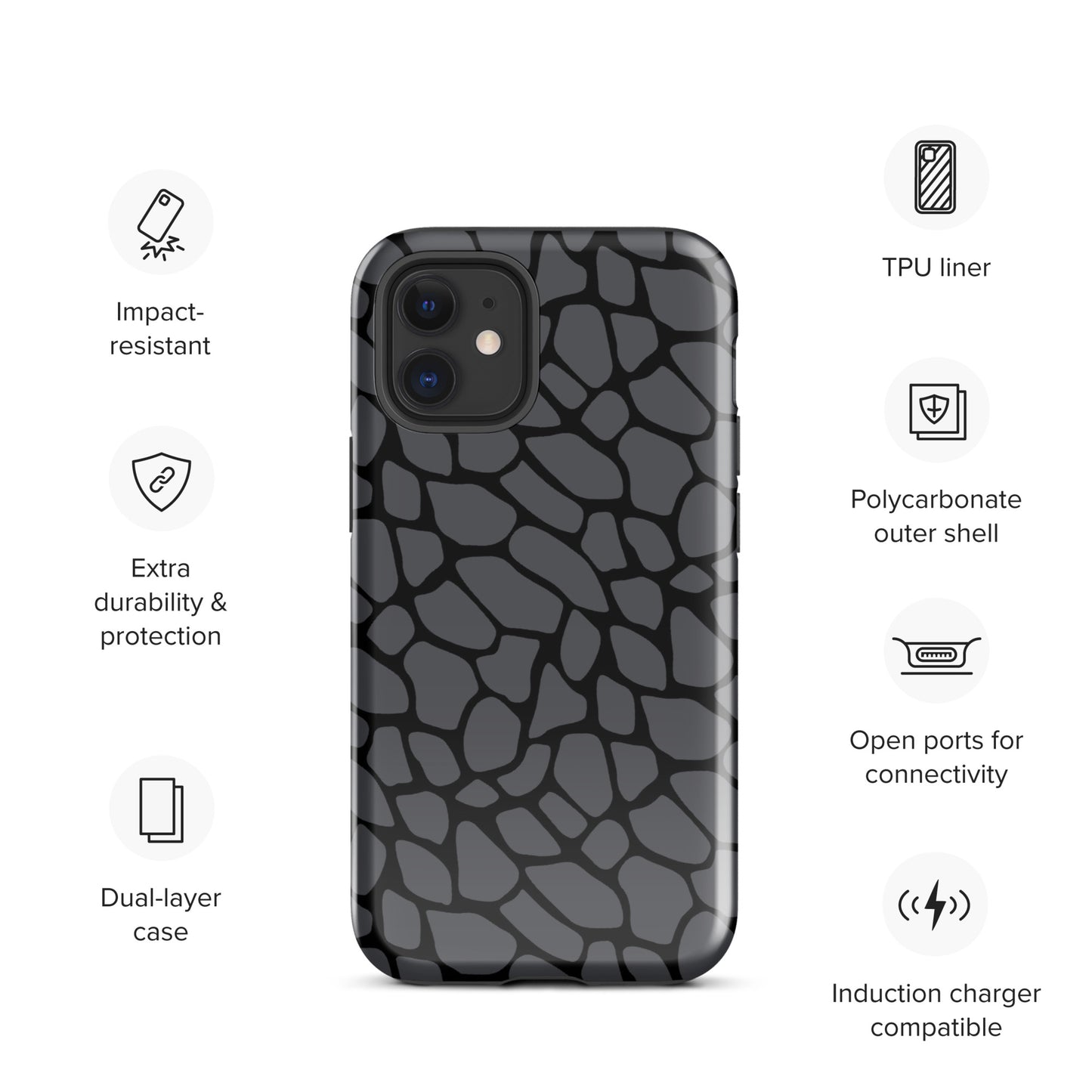 GRAY SNAKESKIN TOUGHT CASE FOR iPhone®