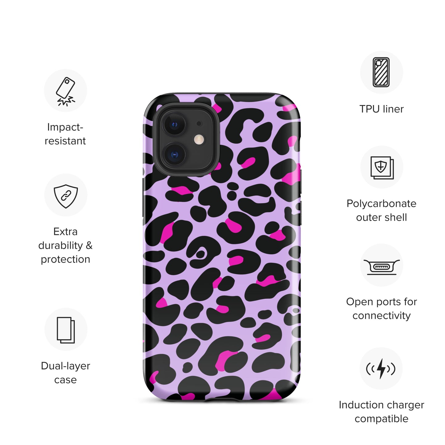 PINK & PURPLE LEOPARD TOUGH CASE FOR iPhone®