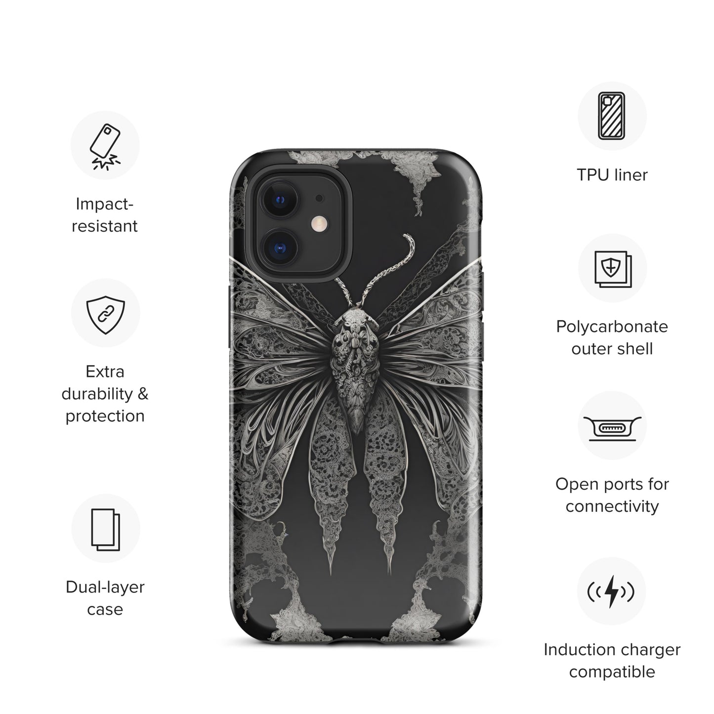 MOTH & LACE TOUGH CASE FOR iPhone®