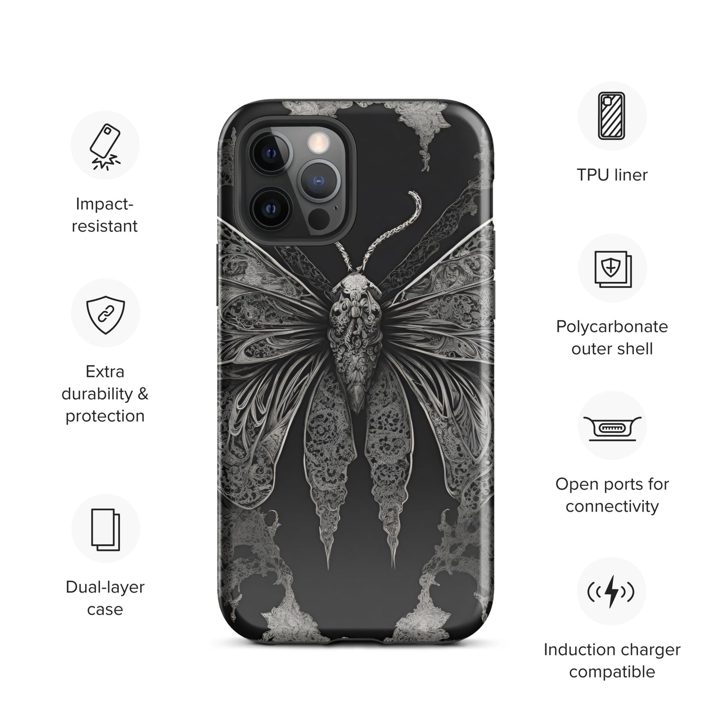 MOTH & LACE TOUGH CASE FOR iPhone®
