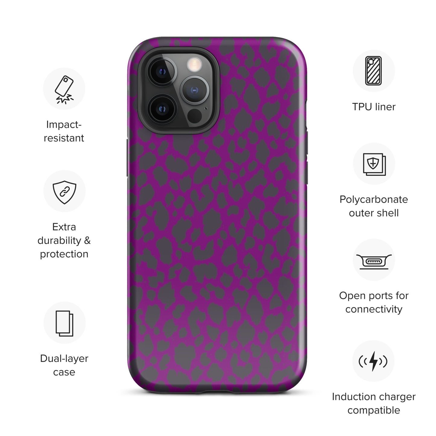 PURPLE LEOPARD TOUGH CASE FOR iPhone®