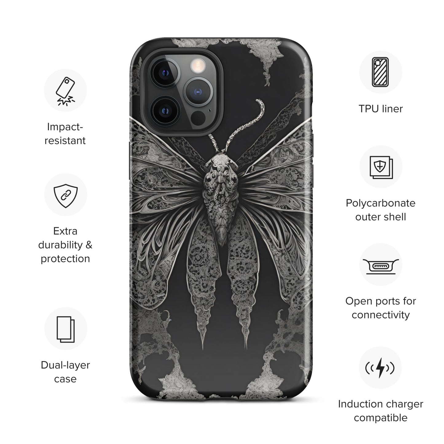 MOTH & LACE TOUGH CASE FOR iPhone®