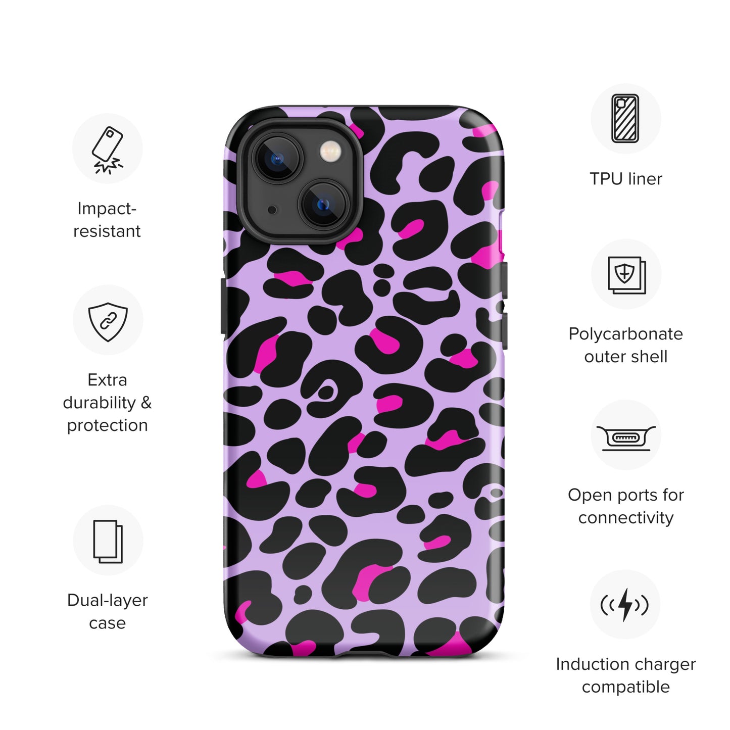 PINK & PURPLE LEOPARD TOUGH CASE FOR iPhone®