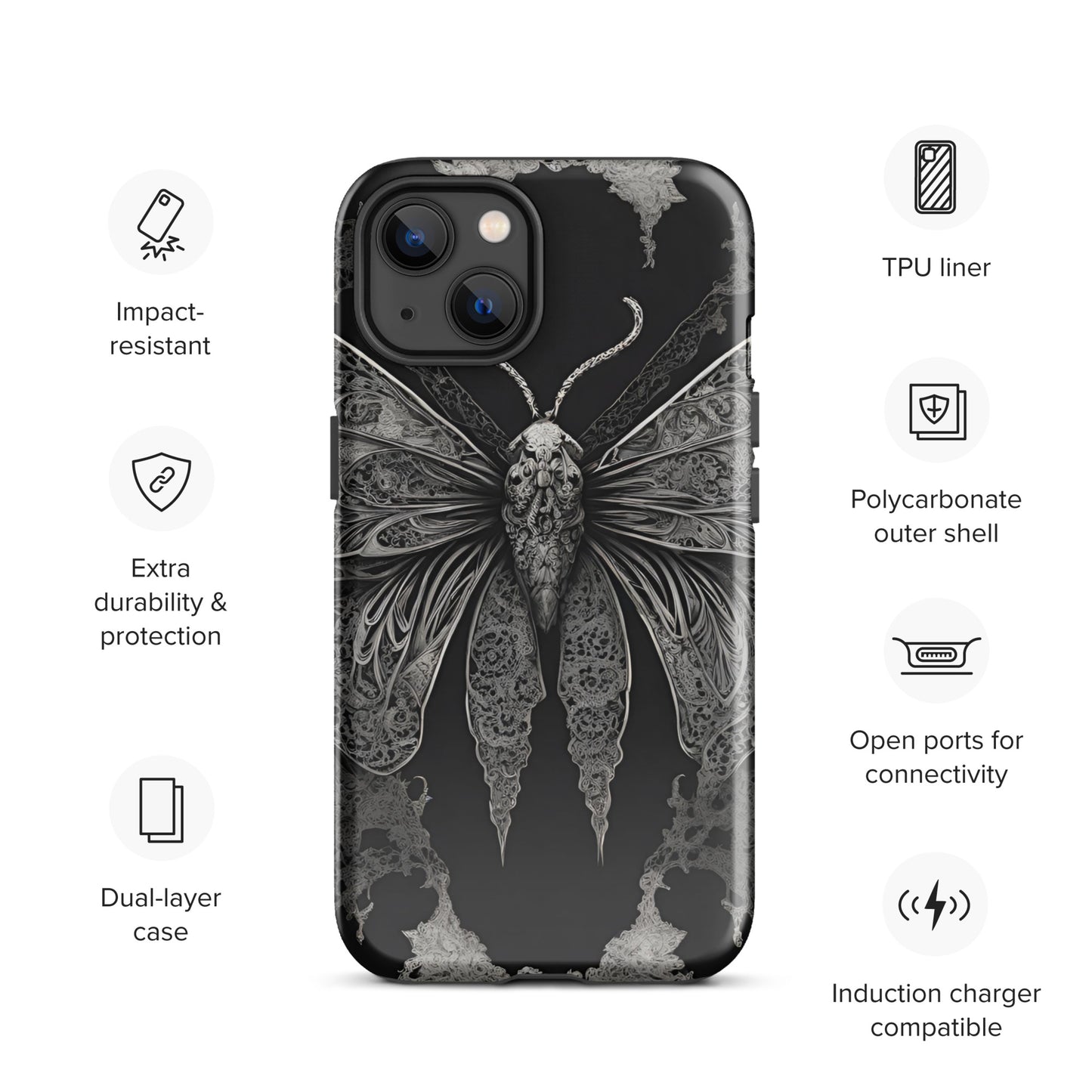 MOTH & LACE TOUGH CASE FOR iPhone®